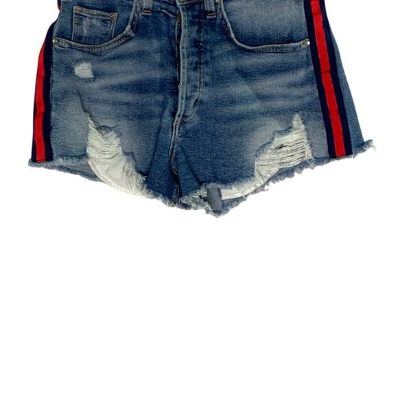 McGuire 25 Striped Side Cutoff Shorts Ibiza Distressed Denim Micro Shorts - Picture 6 of 10